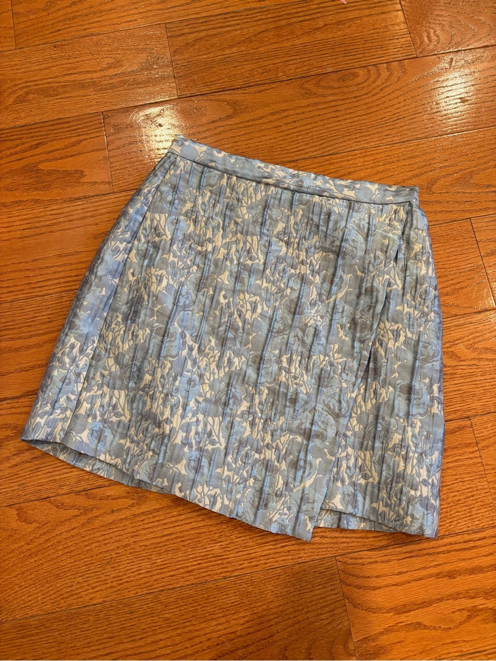 H&M Blue Jacquard Mini Skirt Size 6 | Cottagecore Coquette A-Line Textured Skirt
